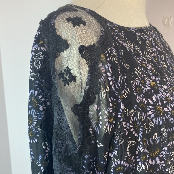 Free People Open Waters Charlotte Long Lace Sleeve Floral Dress small - Picture 8 of 16